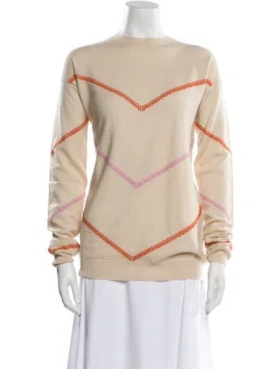 Pre-owned Rochas Virgin Wool Striped Sweater In Neutral