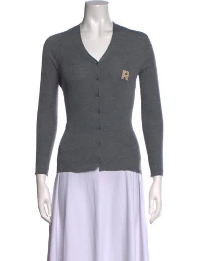 Pre-owned Rochas Virgin Wool V-neck Sweater In Grey