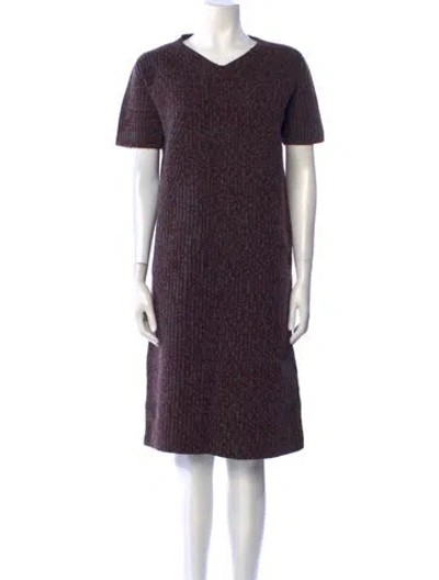 Pre-owned Rochas V-neck Knee-length Dress In Burgundy