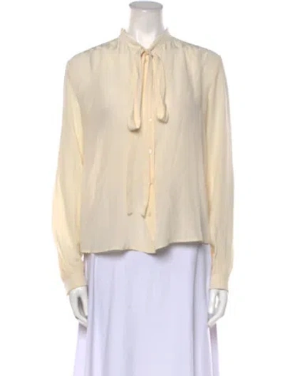 Pre-owned Rochas V-neck Long Sleeve Blouse In Neutral