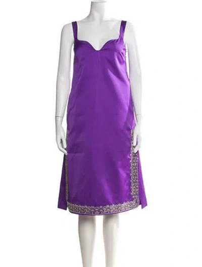 Pre-owned Rochas V-neck Midi Length Dress In Purple