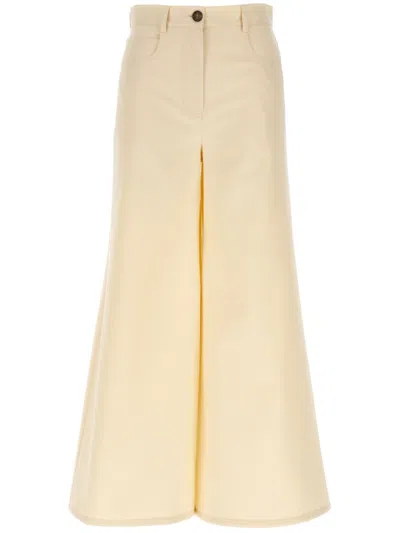 Rochas High-waisted Wide Leg Jeans With Dramatic Silhouette In Yellow