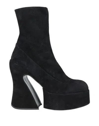Rochas Woman Ankle Boots Black Size 8 Leather