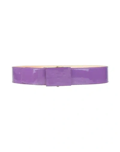 Rochas Woman Belt Purple Size 4 Calfskin