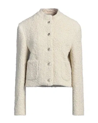 Rochas Woman Jacket Cream Size 8 Virgin Wool, Wool, Mohair Wool, Polyamide In White