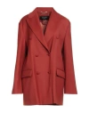Rochas Woman Blazer Rust Size 4 Wool, Polyamide, Elastane In Burgundy