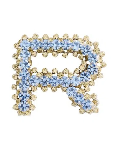 Rochas Woman Brooch Azure Size - Metal, Crystal In Blue