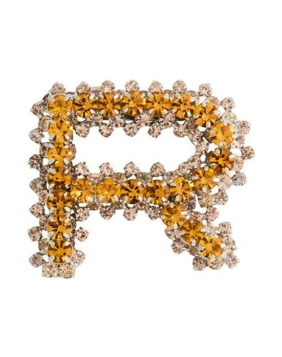 Rochas Woman Brooch Marigold Size - Metal, Crystal In Yellow