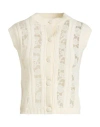 Rochas Woman Cardigan Ivory Size S Wool, Cashmere, Acrylic, Polyamide In White