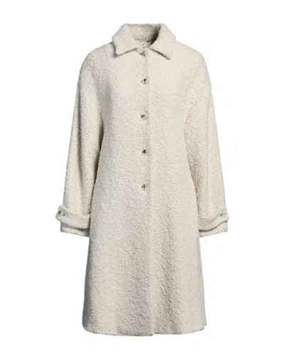 Rochas Woman Coat Ivory Size 6 Virgin Wool, Wool, Mohair Wool, Polyamide In White