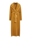 Rochas Woman Coat Mustard Size 6 Alpaca Wool, Polyamide, Virgin Wool In Yellow