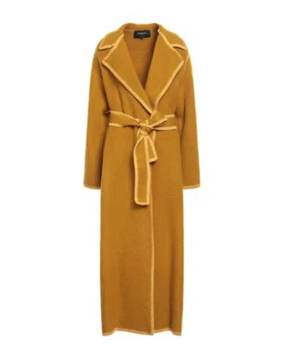 Rochas Woman Coat Mustard Size 6 Alpaca Wool, Polyamide, Virgin Wool In Yellow