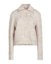 Rochas Woman Jacket Cream Size 4 Polyester, Polyamide, Elastane In Multi