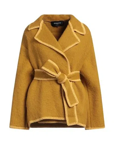 Rochas Woman Jacket Mustard Size 2 Alpaca Wool, Polyamide, Virgin Wool In Neutral