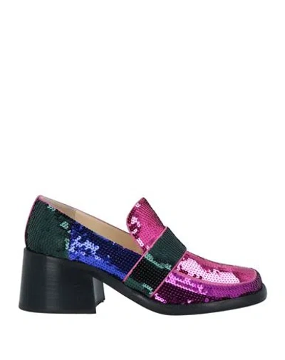 Rochas Woman Loafers Fuchsia Size 10 Textile Fibers In Pink