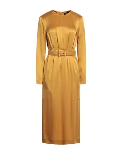 Rochas Woman Midi Dress Ocher Size 6 Acetate, Viscose In Yellow