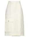 Rochas Woman Midi Skirt Cream Size 2 Cotton, Linen In White