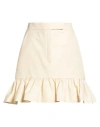 Rochas Woman Mini Skirt Ivory Size 4 Cotton, Virgin Wool In Neutral