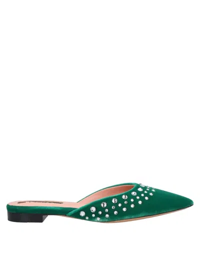 Rochas Woman Mules & Clogs Emerald Green Size 5.5 Textile Fibers