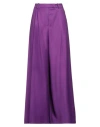 Rochas Woman Pants Purple Size 4 Virgin Wool, Polyamide, Elastane In Purple