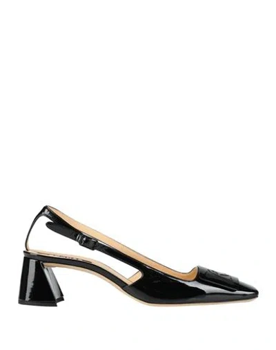 Rochas Woman Pumps Black Size 10.5 Soft Leather