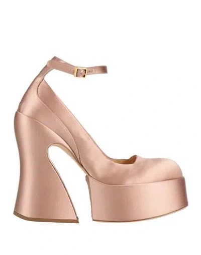 Rochas Woman Pumps Blush Size 8 Textile Fibers In Pink