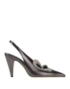 Rochas Woman Pumps Charcoal Size 7 Leather