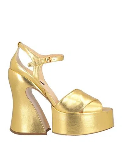 Rochas Woman Sandals Gold Size 8 Lambskin