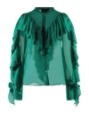 Rochas Woman Shirt Green Size 6 Silk In Green