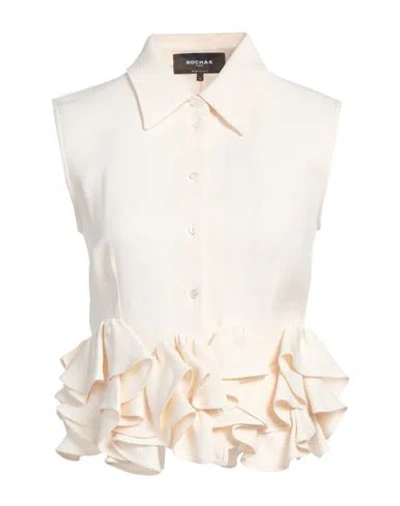 Rochas Woman Shirt Ivory Size 2 Silk In White