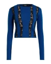 Rochas Woman Sweater Navy Size S Virgin Wool, Polyester In Blue
