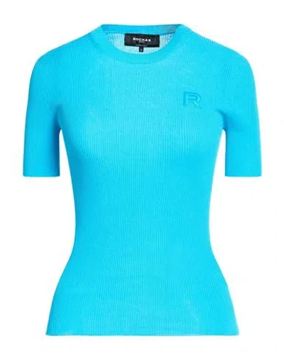 Rochas Woman T-shirt Azure Size L Cotton In Blue