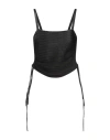 Rochas Woman Top Black Size M Acetate, Polyester, Polyamide