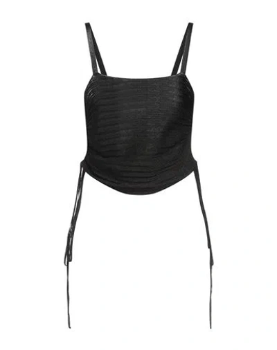 Rochas Woman Top Black Size M Acetate, Polyester, Polyamide