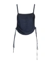 Rochas Woman Top Blue Size L Acetate, Polyester, Polyamide In Blue