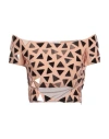 Rochas Woman Top Sand Size 6 Nylon, Lycra In Beige