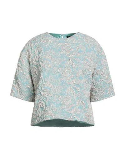 Rochas Woman Top Sky Blue Size 4 Polyester In Green