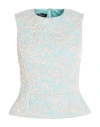 Rochas Woman Top Sky Blue Size 4 Polyester, Polyamide, Elastane In Blue