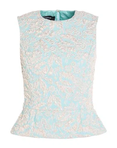 Rochas Woman Top Sky Blue Size 4 Polyester, Polyamide, Elastane