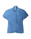 Rochas Woman Blouse Slate Blue Size 8 Polyester In Blue