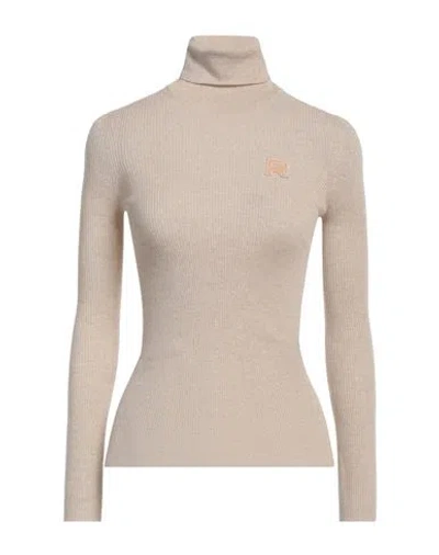 Rochas Woman Turtleneck Beige Size M Virgin Wool In Neutral