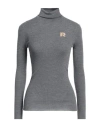Rochas Woman Turtleneck Black Size M Virgin Wool In Grey
