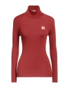 Rochas Woman Turtleneck Rust Size L Virgin Wool In Red