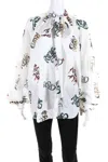 Rochas Womens Collared Tie Neck Abstract Logo Blouse Top White In White