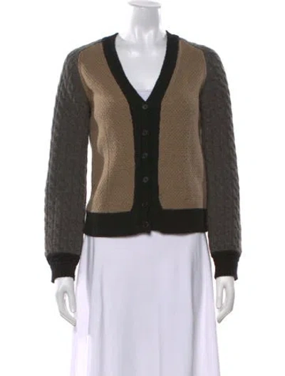 Pre-owned Rochas Wool Colorblock Pattern Sweater In Brown