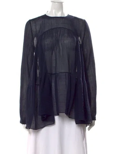 Pre-owned Rochas Wool Crew Neck Blouse In Blue