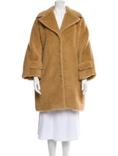 Pre-owned Rochas Wool Faux Fur Coat In Brown