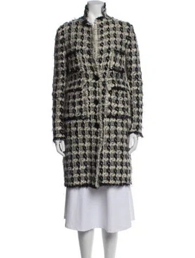 Pre-owned Rochas Wool Tweed Pattern Coat In Black/neutrals