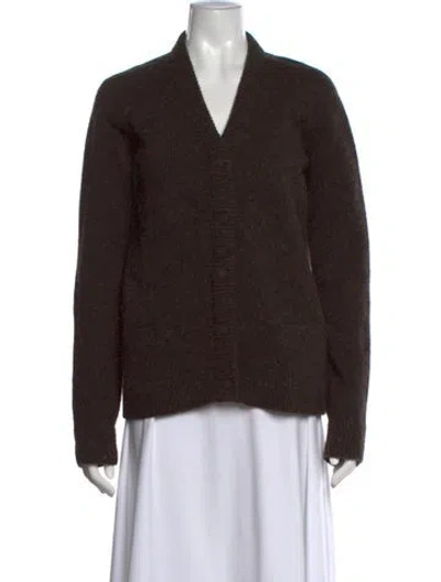 Pre-owned Rochas Wool V-neck Sweater In Brown
