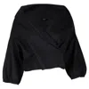 Rochas Wrap Cropped Blouse In Black Virgin Wool In Black